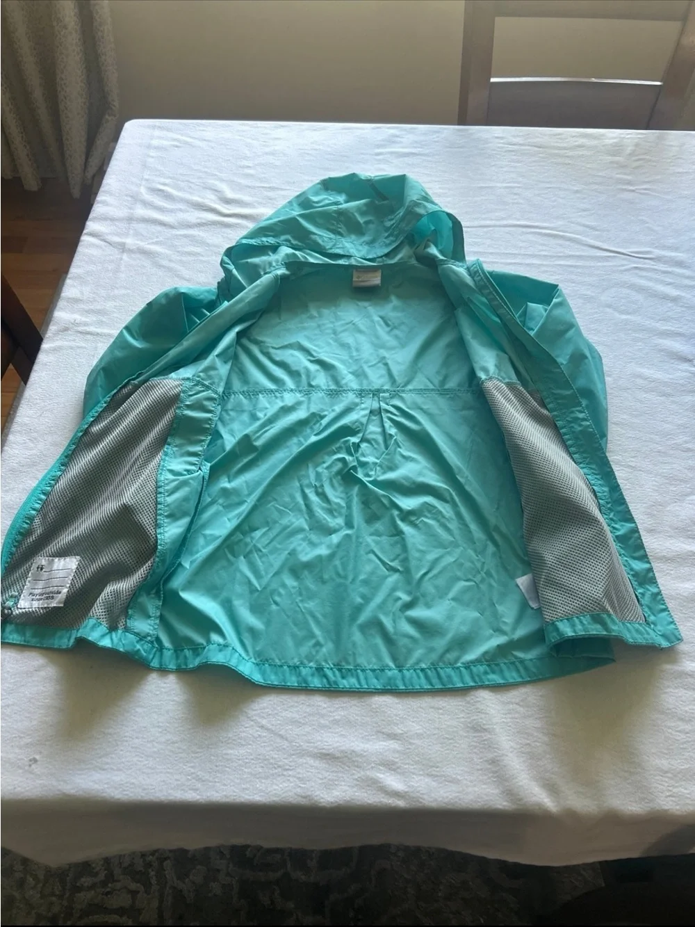 Columbia Teal Lightweight Hooded Jacket kids size large